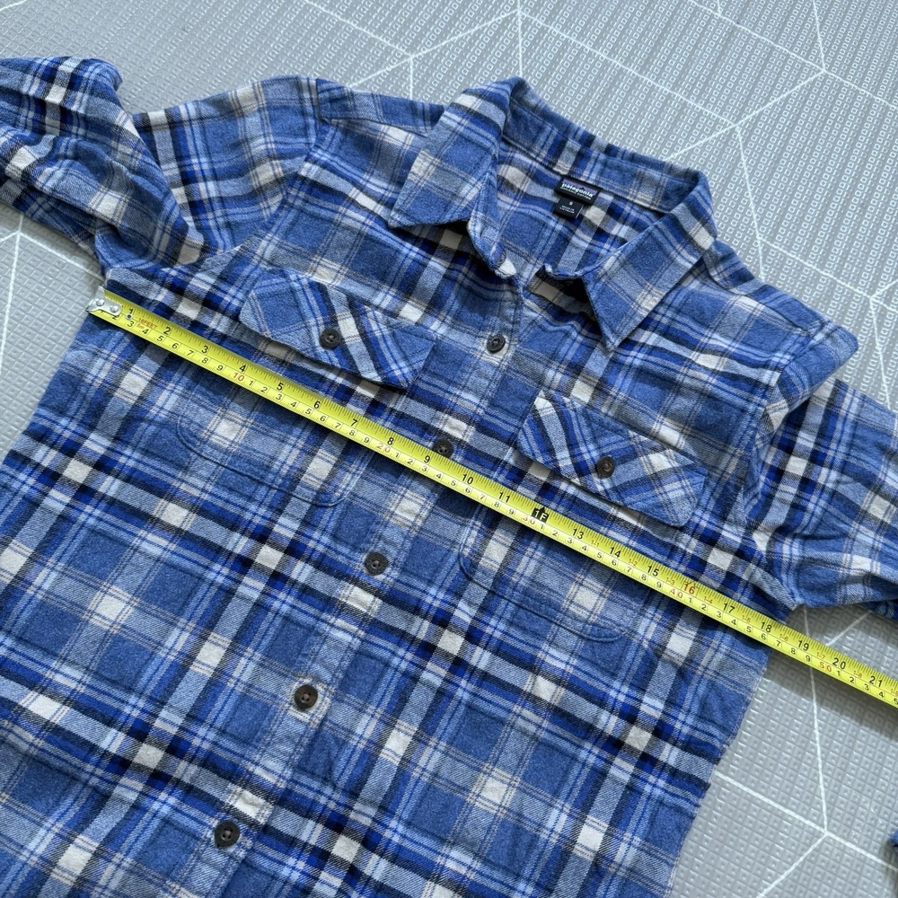 Patagonia Womens Blue Plaid Fjord Organic Cotton Midweight Flannel‎ Shirt Sz S - Picture 7 of 8